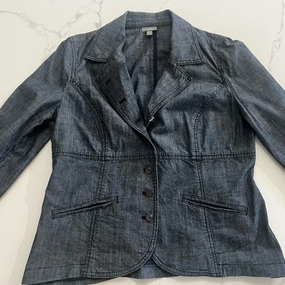 J.Jill Jacket and pants set Blue 100% Cotton Denim Like size 14 great condition - Picture 2 of 14